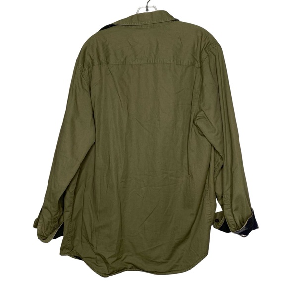 LL Bean Blue Flannel Lined Hurricane Shirt Mens Small Vintage Chore Green Canvas - Picture 5 of 6